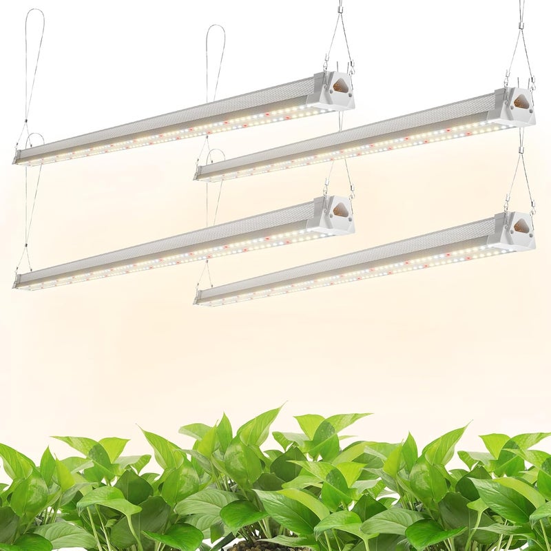 FREELICHT 4 عبوات من أضواء النمو LED بطول 4 أقدام، 160 واط (4 × 40 واط، مكافئ 1080 واط)، مصباح نمو ضوء الشمس الكامل الطيف، ضوء نبات معلق للنباتات الداخلية المائية، توصيل مع مفتاح تشغيل/إيقاف - Image 1